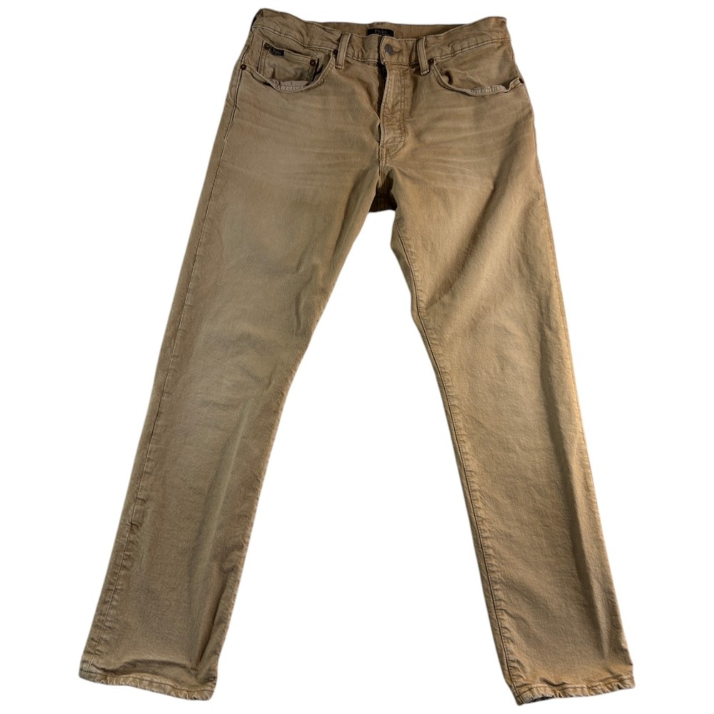 Polo Ralph Lauren Jeans Mens 34x32 (32x31) Khaki Whiskering Denim Straight Leg